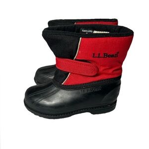 LL Bean Toddler Snow Boots Size 9 Red Black Hook Loop Outdoors Sledding School